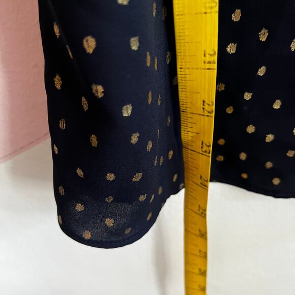 Zara‎ Navy Gold Polka Dot Ruffle Tank Top Y2K Coquette Glam Academia XS - Picture 6 of 7